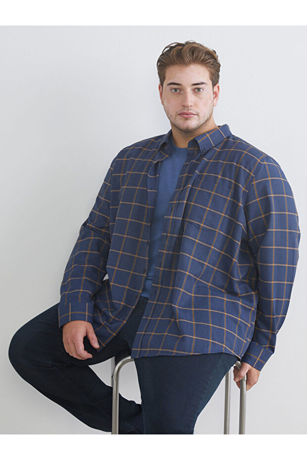 Ozmarka New Season Regular Fit Long Sleeve Plaid Men's Shirt