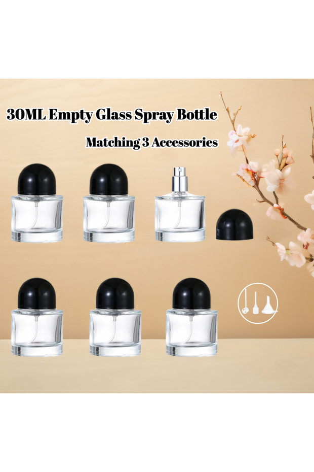 Glass 30ml 6pcs 3/6pcs Perfume Bottle Spray Empty Perfume Atomizer Refillable with 3 Accessories Lea