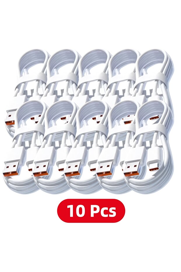 كابل شحن سريع من النوع C إلى USB-A بطول 1 متر، 10 قطع، 120 واط، 6 أمبير، شاحن سريع عالي السرعة من USB A إلى النوع C