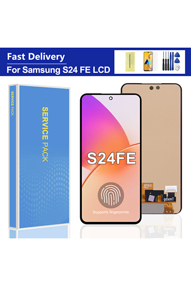 شاشة عرض AMOLED LCD سوداء بدون إطار لهاتف S24 FE 5G مع لوحة لمس رقمية بديلة متوافقة مع
