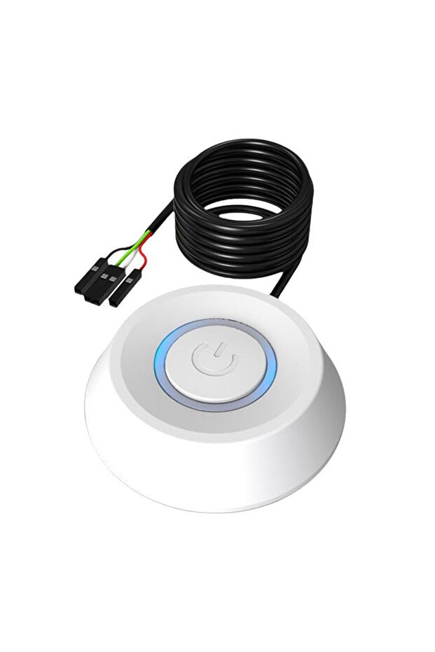 زر تشغيل/إيقاف خارجي أبيض اللون للكمبيوتر المكتبي بطول 2 متر مع مؤشر LED أزرق للوحة الأم