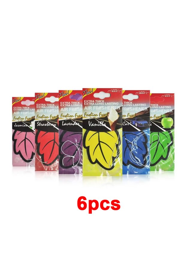 6pcs Car Air Freshener Hanging Perfume Odor Eliminator Long-Lasting Fragrance Leaf Paper Auto Aromat