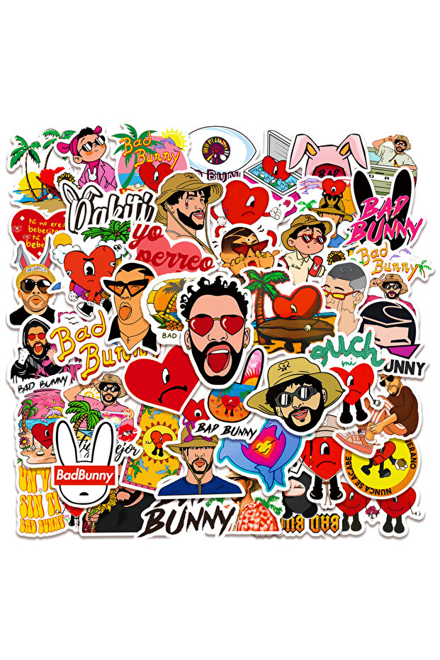 50pcs 50Pcs Singer Bad Bunny Stickers Cartoon Graffiti Decals DIY Laptop Suitcase Fridge Notebook St