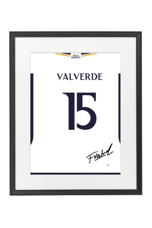 Federico Valverde Real Madrid Autographed Jersey 2023-24 Poster with Frame 50x40cm
