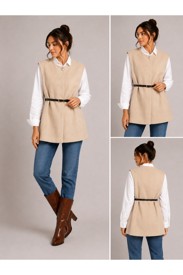 Women's Cashmere Belted Vest