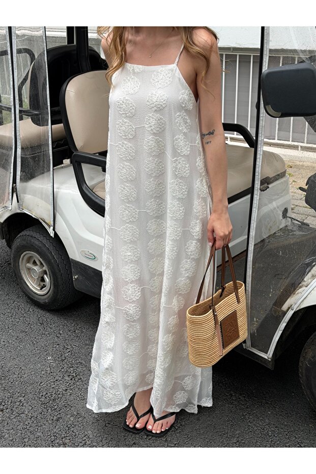 Rochie albă brodată - 3437 - 2