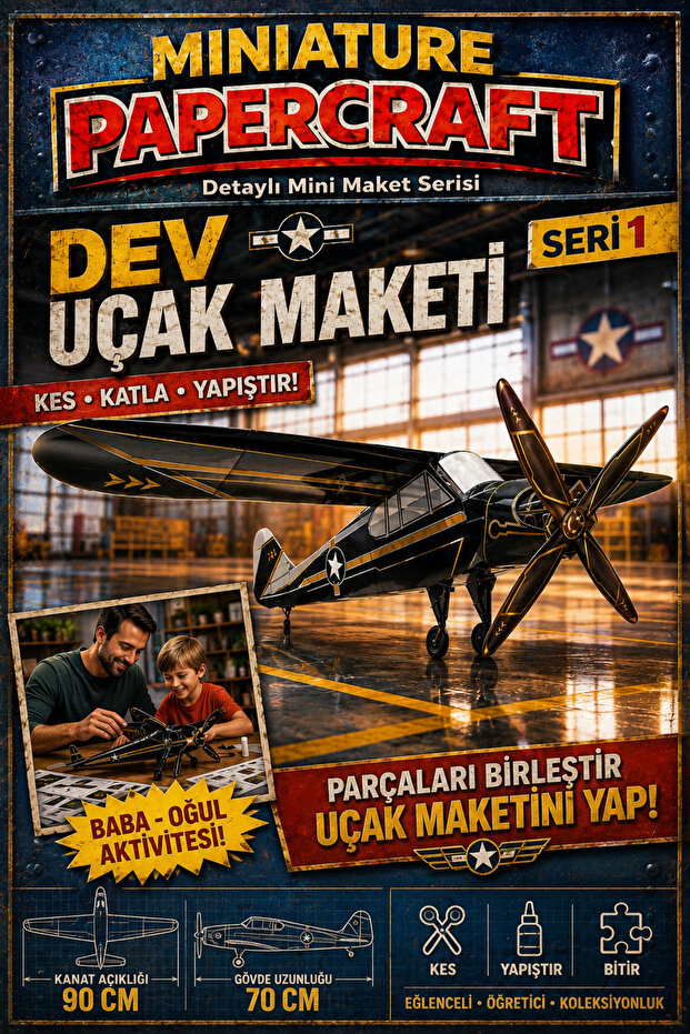 Miniature Papercraft Dev Uçak Maketi – 90 CM Kanat Açıklığı | DIY Karton Model Kit