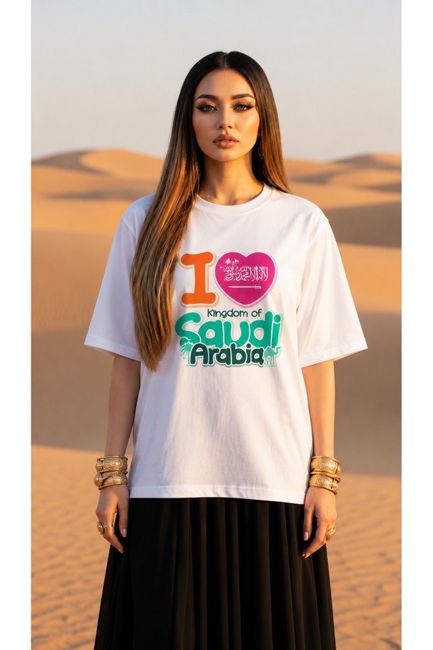 Women's Oversize T-Shirt Arabia Printed 100% Cotton T-Shirt Comfortable Fit