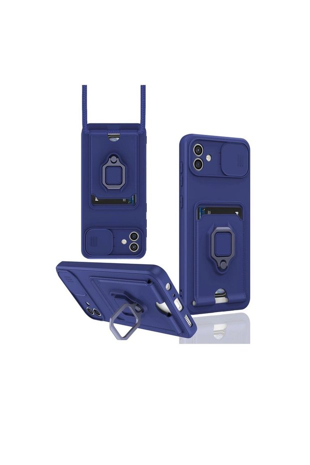 Samsung Galaxy A06 Case Zuma Silicone with Business Card and Ring - Navy Blue