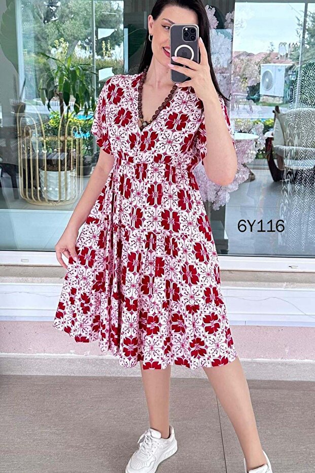 Elastic Waist Viscose Dress 6Y116