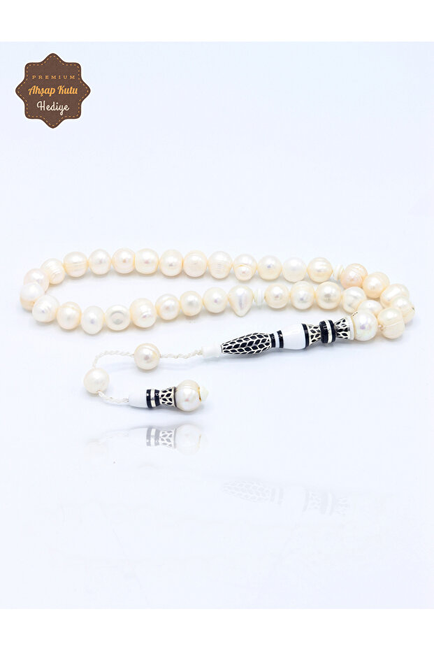 Black-White Special System Tassel-Adorned Craftsmanship Imame Natural Cultured Pearl Stone Prayer Beads 201025521