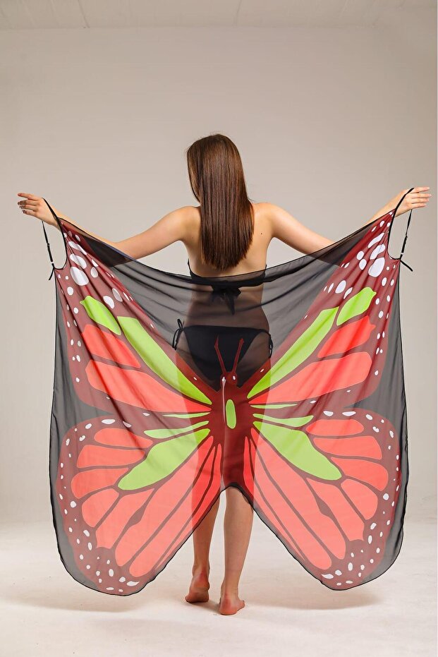 Butterfly Patterned Pareo Beach Dress 2000