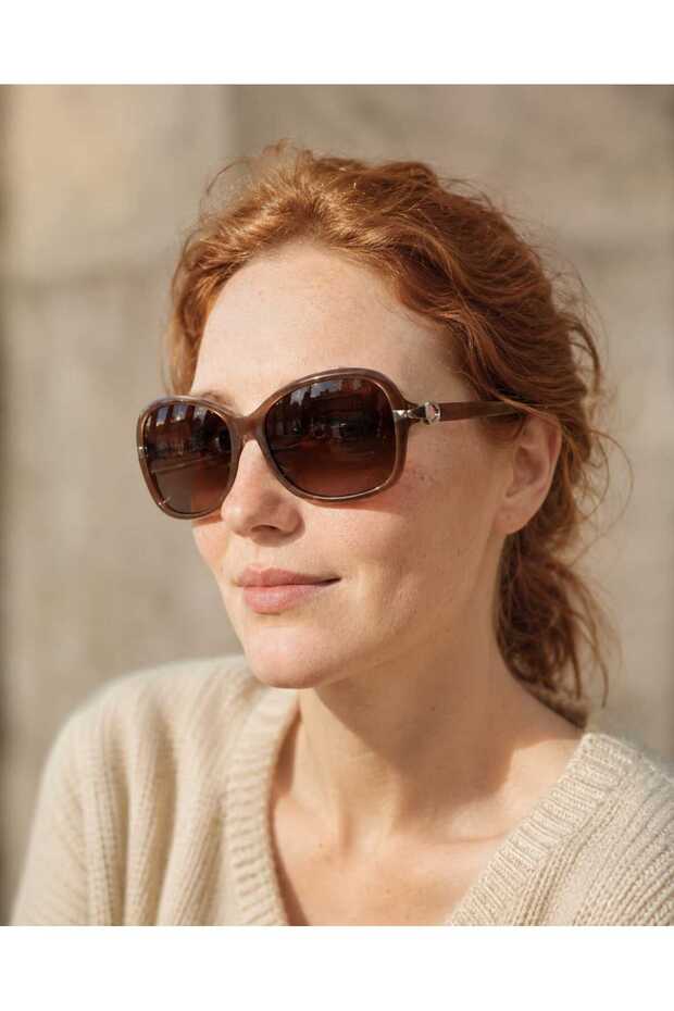 Polarized Coffee Women's Sunglasses with Uv400 Protection Large Frame Vintage Design
