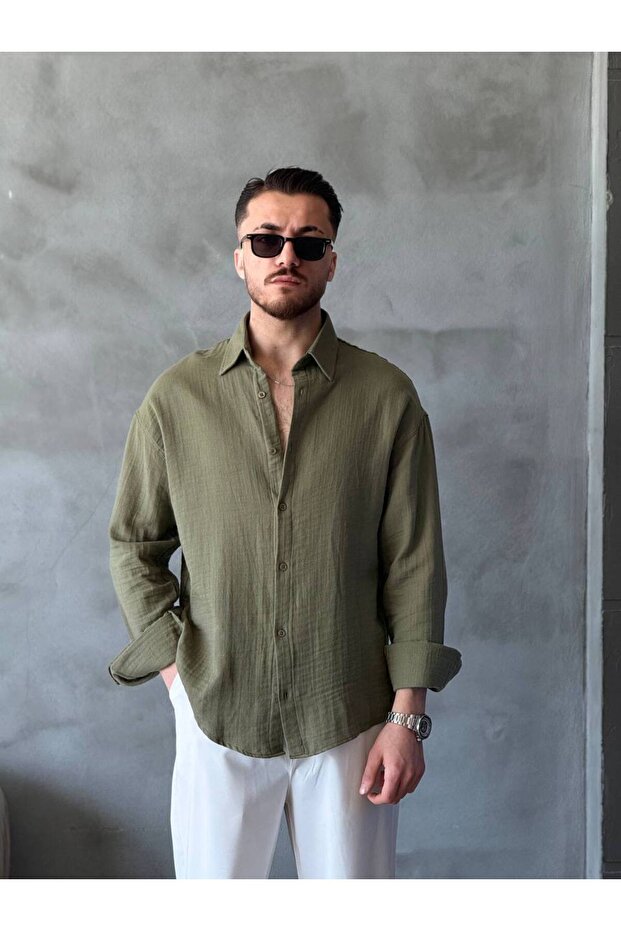Crinkle Linen Oversized Shirt