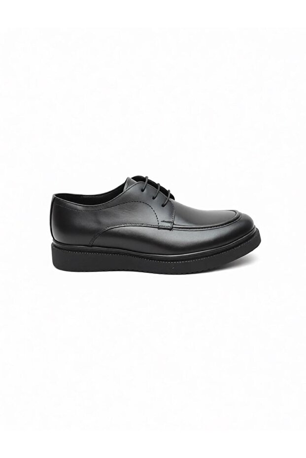 Men's Black Genuine Leather Laced Classic Casual Shoes 0509