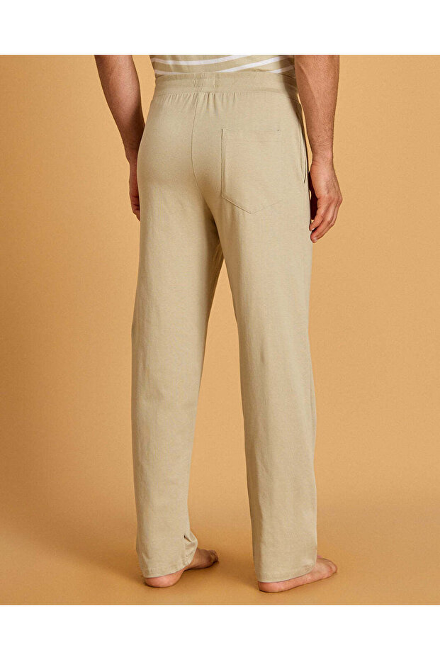 Man Beige Plain Pyjama Bottom - 3