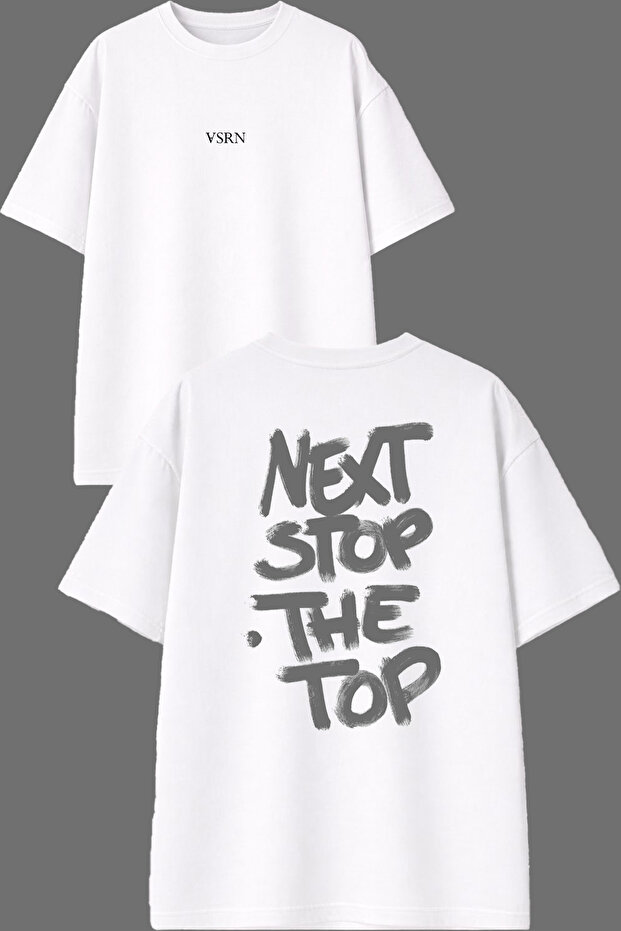Next Stop Design Front and Back Printed White Oversize T-Shirt
