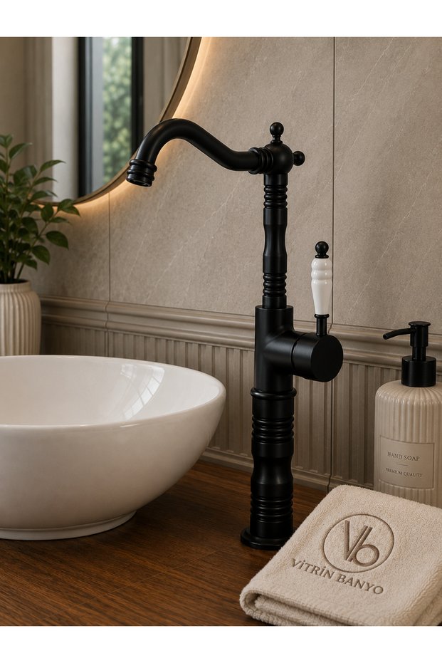 Black Bowl Sink Faucet | High Body Premium Faucet with Ceramic Handle