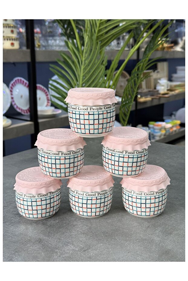 Porcelain 6-Piece Breakfast Bowl & Jar with Silicone Lid
