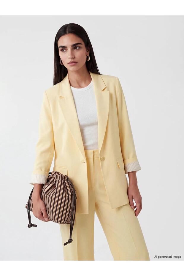Linen Blend Women's Blazer Jacket (S6)