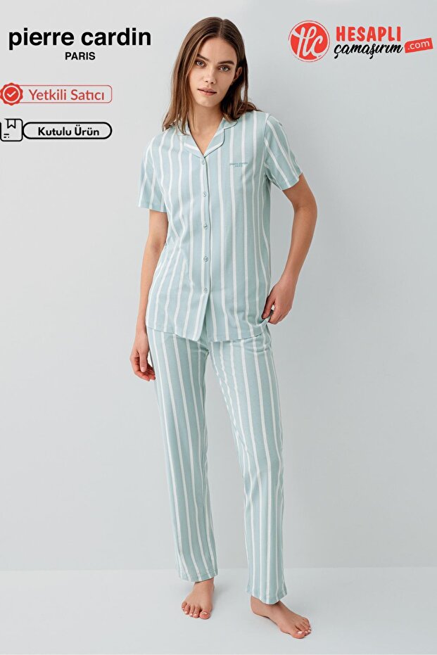 Paris Premium Women's Modal Cotton Striped Front Buttoned Short Sleeve Pajama Set