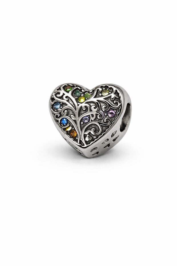 Tree Branch Colorful Stone Steel Charm