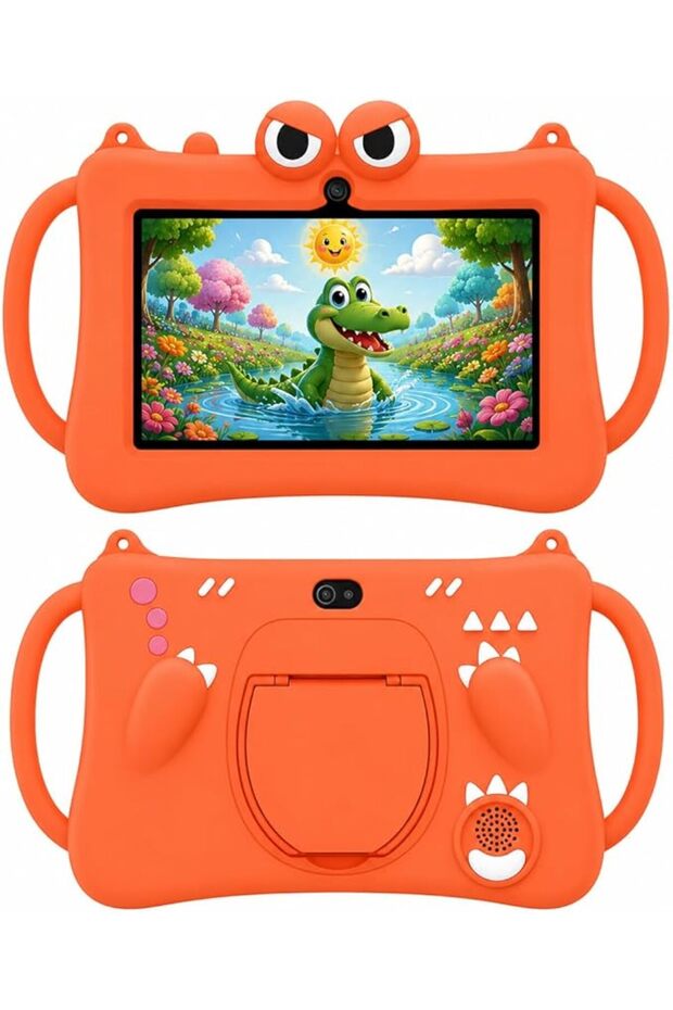 P604 Kids Tablet 7 Inch HD, 6GB RAM 256GB ROM, Android 13, 3000mAh Battery, 5G WiFi, Dual Camera, Shockproof Case (Pink)