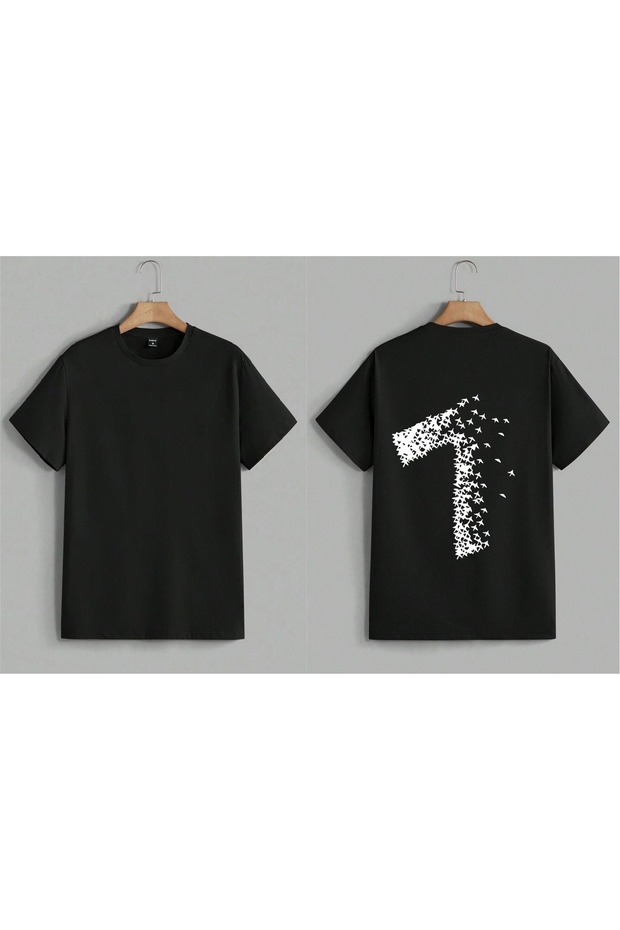 Small Plane Detailed 7 Printed Oversized T-Shirt
