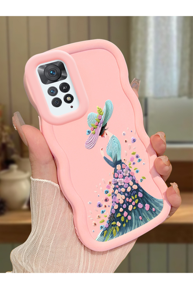 Redmi Note 11 Pro 5g Compatible Case Camera Protector Pink Silicone Couple Phone Case Girl Pattern