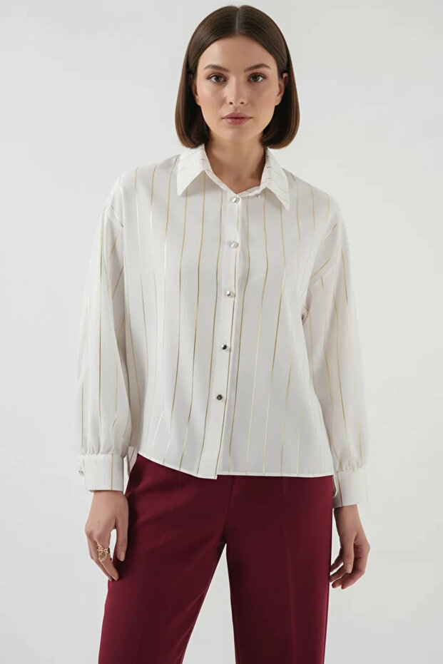 Women's Striped C.White Shirt