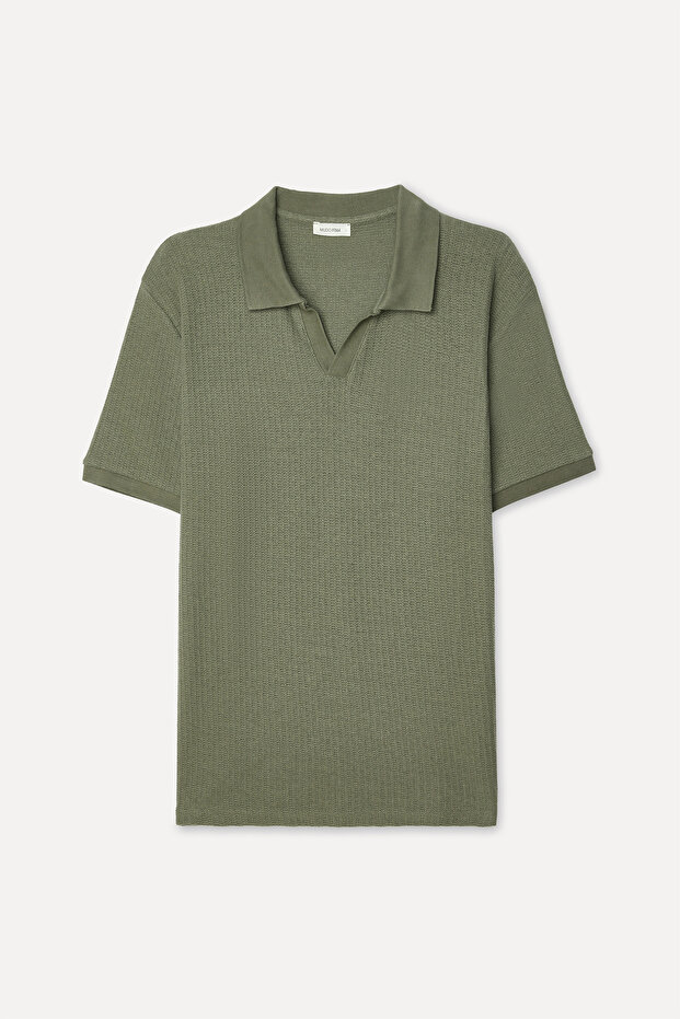 Men's Khaki Polo Neck T-Shirt