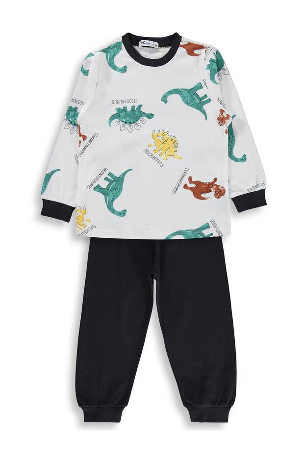 Dinosaur Printed Pajama Set for 2-5 Years Old - Gray