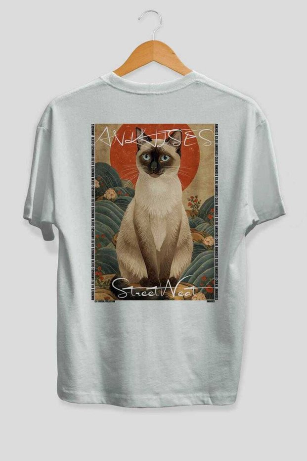 For the Love of Cats 2 Cats Printed White Oversize T-Shirt 100% Cotton Unisex Cat Lover Premium Design