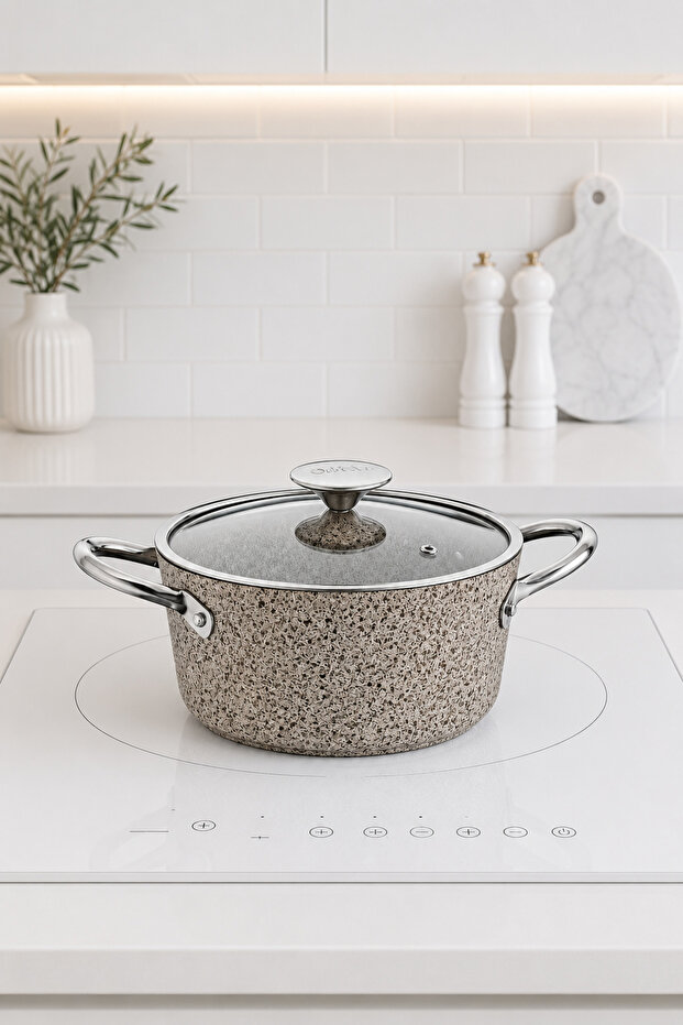 3116 Beige Granite 24 cm Deep Single Pot
