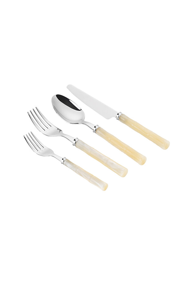 Foresta16 Piece Stainless Steel Fork Spoon Knife Set Cream