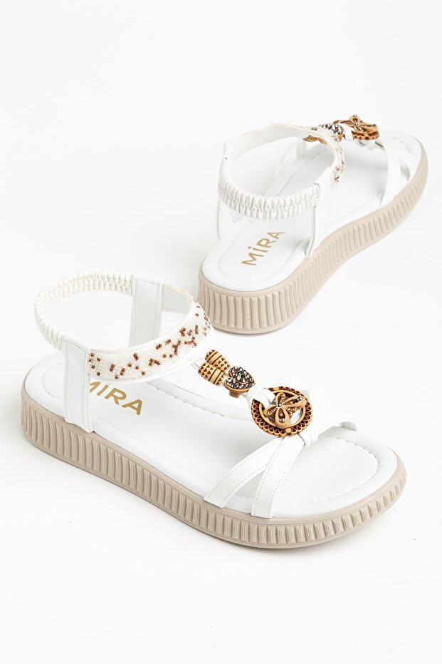 Alessi Women's White Buckle Comfortable Sole Daily Sandals