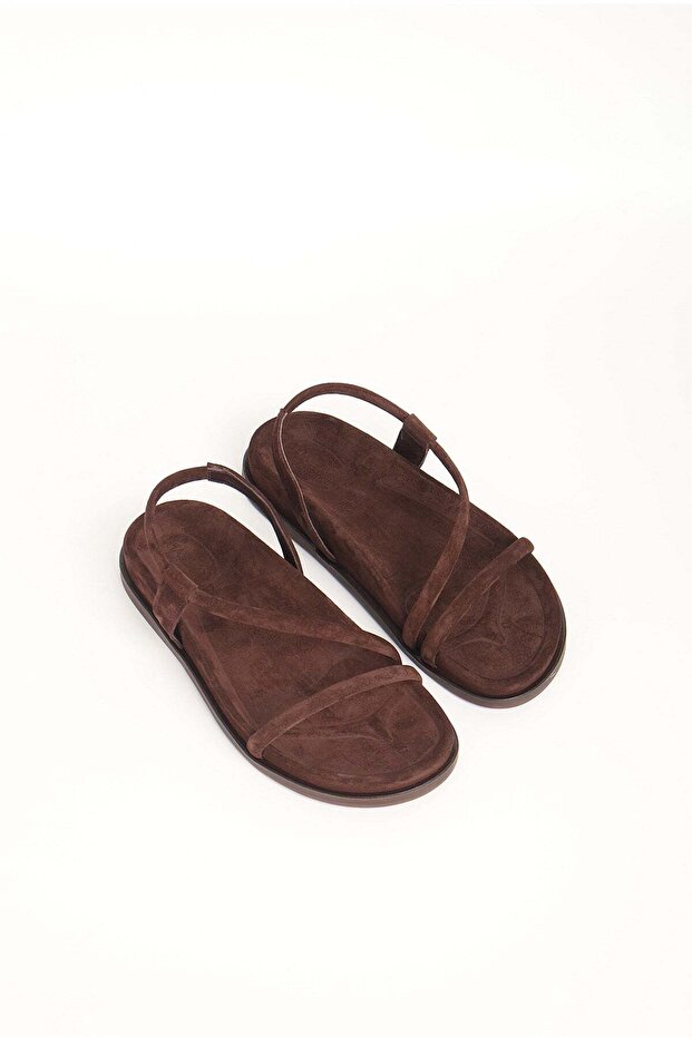 Bitter Brown Color Women's Suede Sandals 156-37
