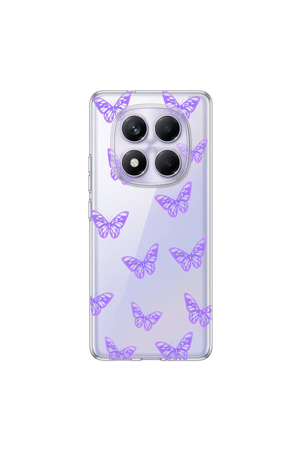 Redmi Note 14 Pro Compatible Butterfly 5 Design Transparent Case