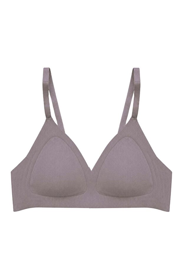 Seamless Bra - Velour | Brown Laser Cut Wire-Free Triangle Shape Seamless Women's Bra