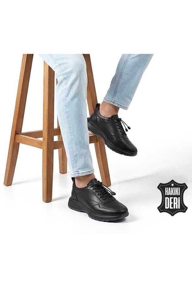 Men's Leather Sneaker Shoes Orthopedic Faylon Sole Suitable for Feet with Scalloped Soles