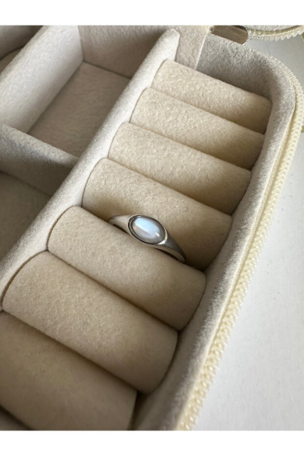 Silver Colored Pearlescent Pinky Ring - 2