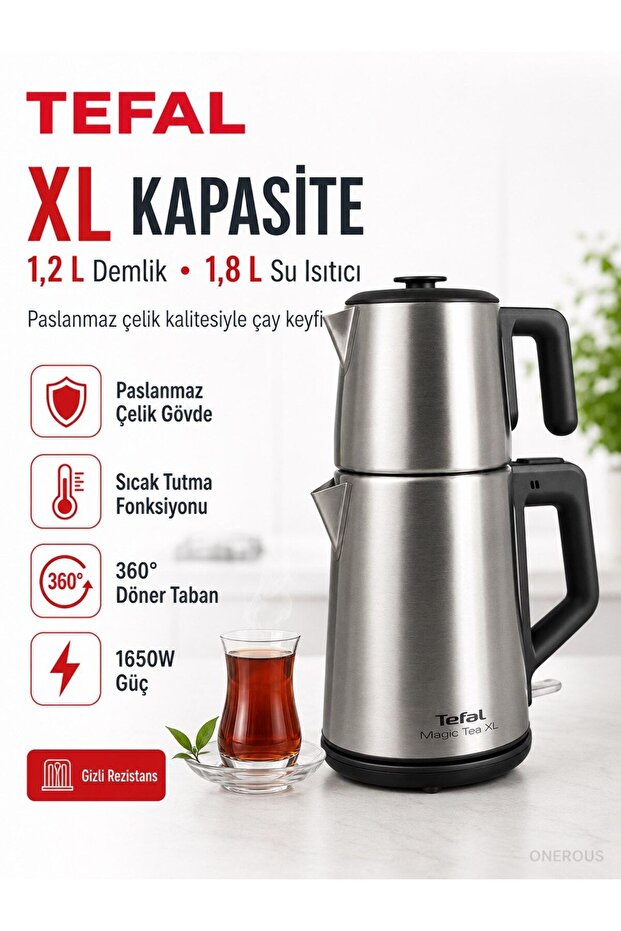 Stainless Steel Electric Tea Maker Large Capacity Tea Machine with Automatic Shut-Off - Family Size Volume