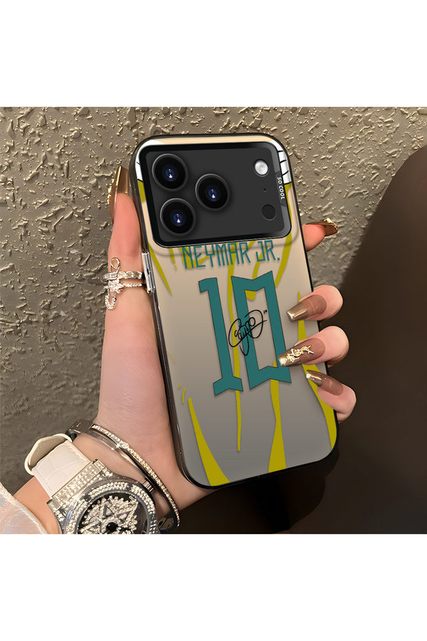 iPhone 17/18 Pro Compatible Silicone Edge Hard Back Case Couple Phone Case with Neymar Pattern