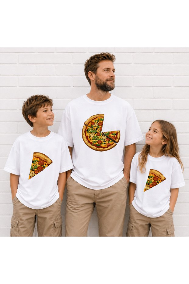 Father Daughter.Son Oversize T-Shirt – Twin T-Shirt with Pizzadilimi Print (Products Are Priced Per Piece)