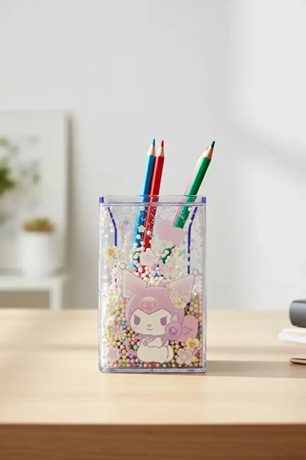 Sanrio Licensed Kuromi Flower Language Glittery Pen Holder Desktop Organizer