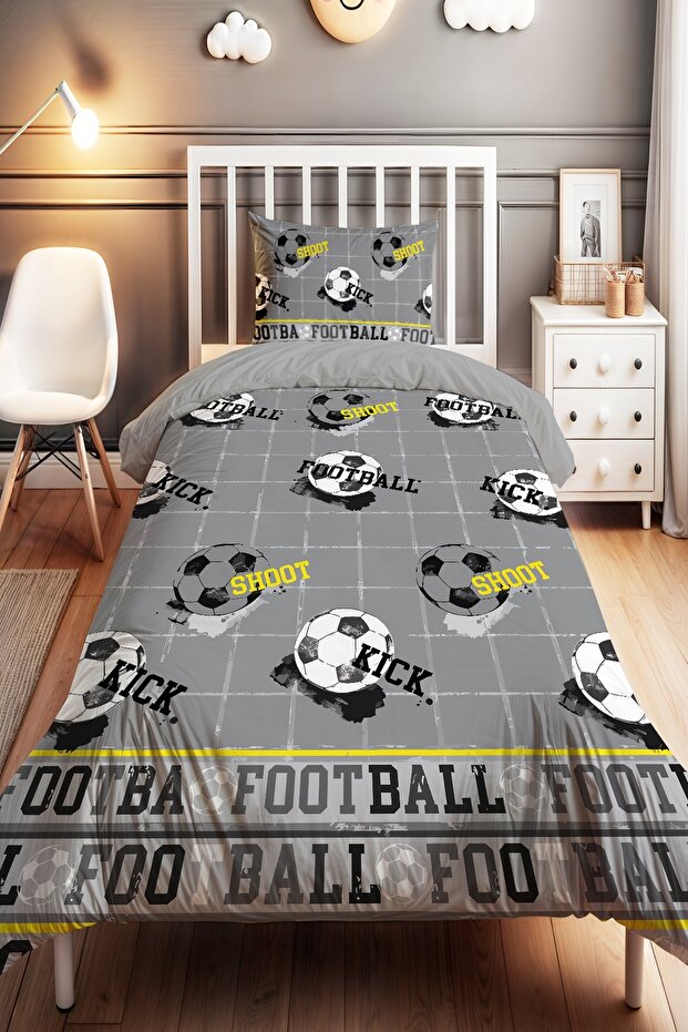Football Passion Patterned Single Baby Kids Bedding Set