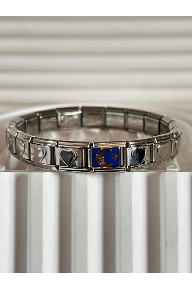 Night Series Moon Star Charm Heart Italian Bracelet