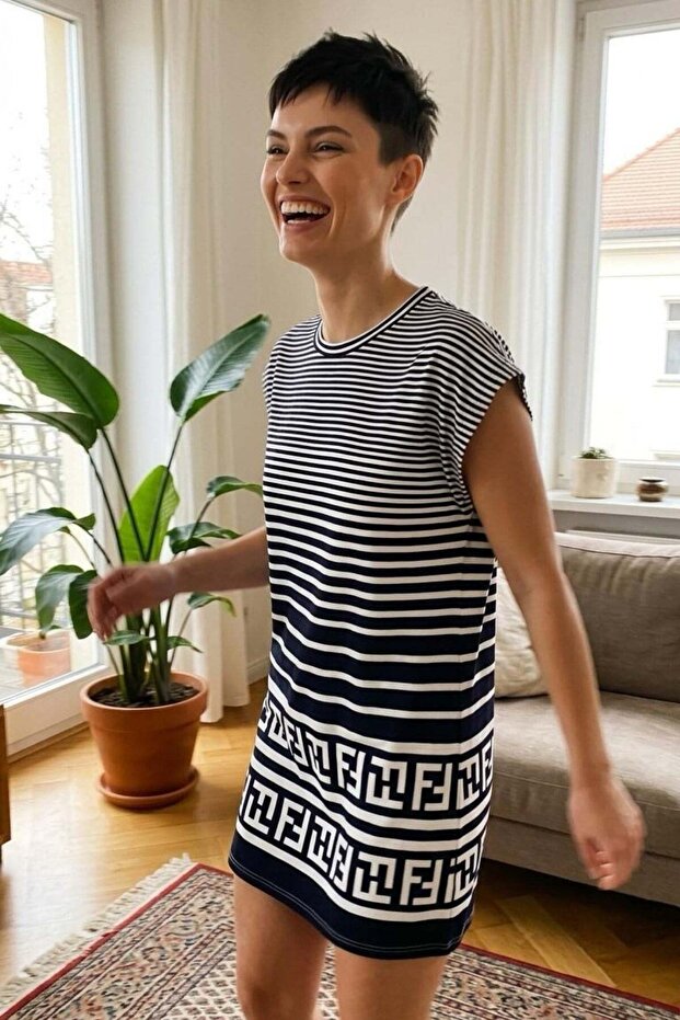 Three Pattern Striped Tunic - 8