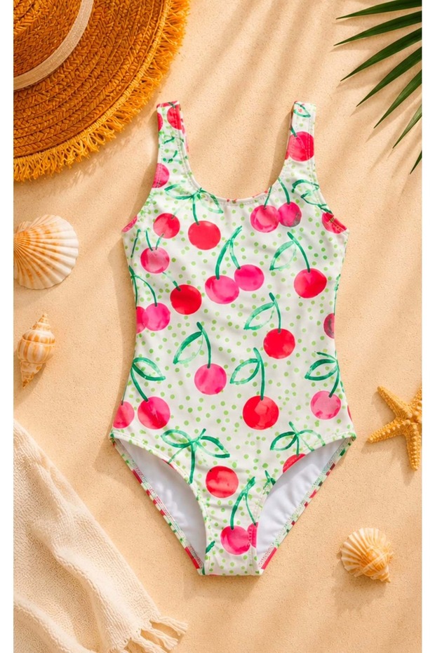 - Girl's Design Print Patterned Swimsuit