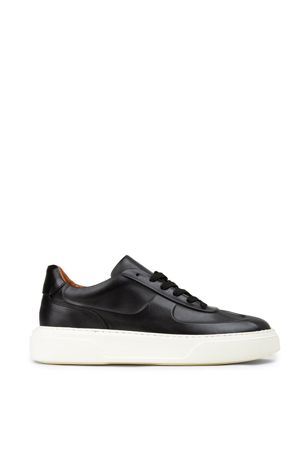 Men's Black Genuine Leather Sneaker Shoes